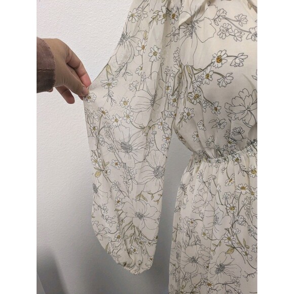 Lovestitch Ivory Floral High Low Sheer Midi Babydoll Dress sz M Bridal Romantic - Picture 9 of 11